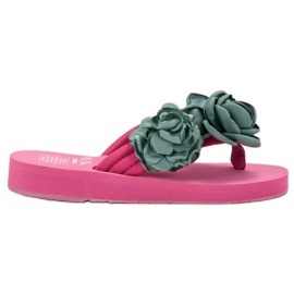 SHELOVET Let flip-flops med blomster lyserød