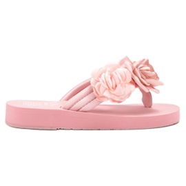 SHELOVET Let flip-flops med blomster lyserød