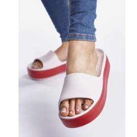 Crocs Krokbånd platform Slide 6QB knap pink peber flerfarvet