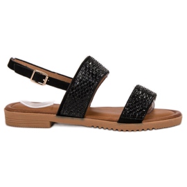 Primavera Sorte sandaler med krystaller