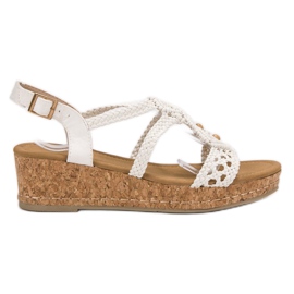 SHELOVET Boho flettede sandaler hvid