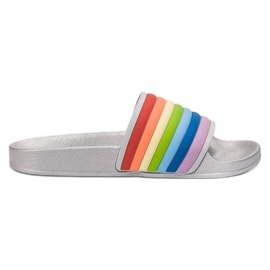 Sweet Shoes Farverige gummi flip -flops grå flerfarvet