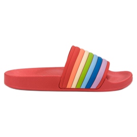 Sweet Shoes Farverige gummi flip -flops rød flerfarvet