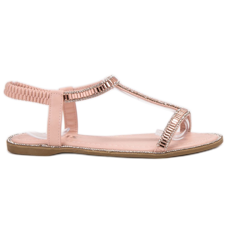 SHELOVET Flade sandaler med krystaller lyserød