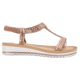 Bestelle Slip-on sandaler på kile lyserød