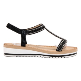 Bestelle Slip-on sandaler på kile sort
