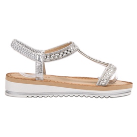 Bestelle Slip-on sandaler på kile grå