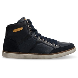 Høje sneakers naturlæder XF117 marineblå marine blå