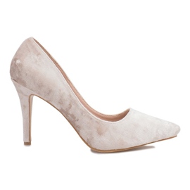 Francines beige velourhæl
