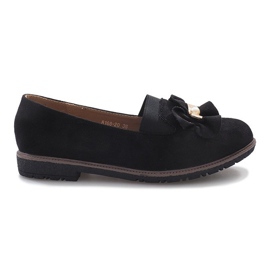 Sorte slip-on sko med en Pearl Inside sløjfe