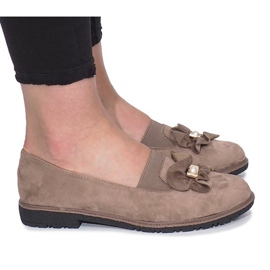 Kaki slip-on sko med en Pearl Inside sløjfe flerfarvet grøn