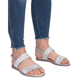 Sølv flade sandaler med Indulge diamanter grå