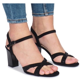Sorte højhælede sandaler 62225