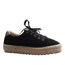 Sort BB01P snøret espadriller