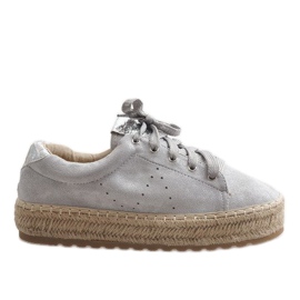 Grå snøret espadriller BB01