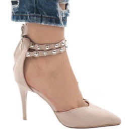 Beige sandaler med høje hæle B-51