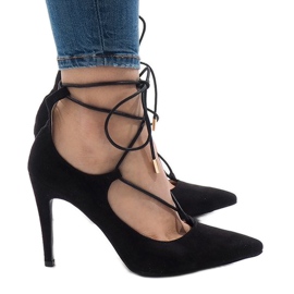 Sorte pumps på en hæl 4524-1