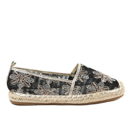 Sort åbent espadrilles med blomster 68-118