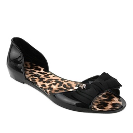 Sort ballerina i melissa gummi med sløjfe DD506-1