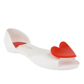 Hvide ballerinaer af melissa-gummi med et hjerte KM121-15