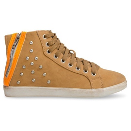 Høje sneakers med Studs 6573 Camel brun flerfarvet