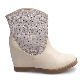 Åbne kilestøvler 7010 -16 Beige