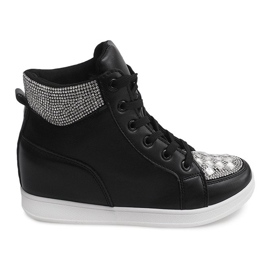 Sneakers med pailletter C7165 Sort