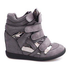 Wedge sneakers med velcro 6041 grå
