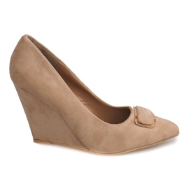 Suede Wedge Pumps LE113 Beige