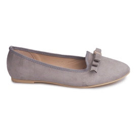 Suede Ballerinaer Med Sløjfe 1188-5 Grå