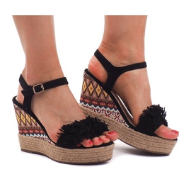 Wedge Sandaler Espadrilles FY8288 Sort
