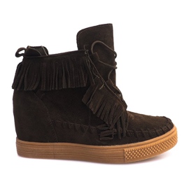 Wedge sneakers med frynser Boho F3 grøn