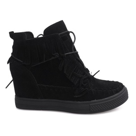 Wedge sneakers med frynser Boho F3 sort