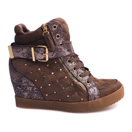 Wedge Sneakers 6227-Y Khaki flerfarvet grøn