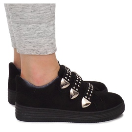 Sneakers med velcro med pailletter AB-3 sort