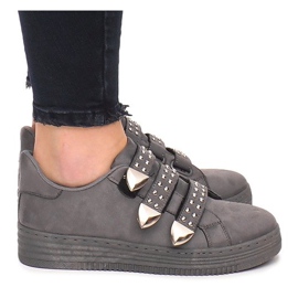 Sneakers med velcro med pailletter AB-3 grå