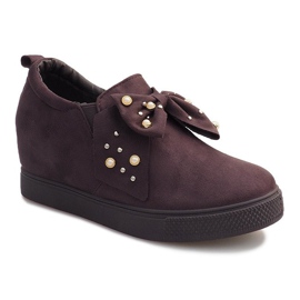 Grå kile sneakers 6186 brun