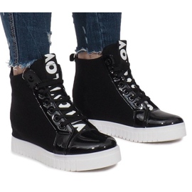 Sort stof Wedge Sneakers Love