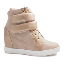 Beige ruskind sneakers med velcro Amelia