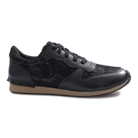 Sorte sneakers med blonder Lou