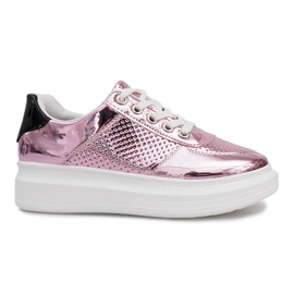 Adele Pink Lacquered Openwork Sneakers sort lyserød