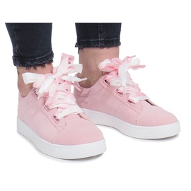 Lyserøde sneakers med Sabine sløjfer