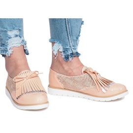 Lyserøde loafers med openwork og Pamole -frynser