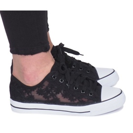 Black Impress openwork sneakers sort
