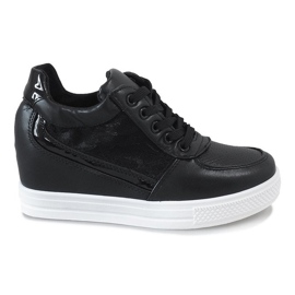 Sort kile sneakers med blonder MY562