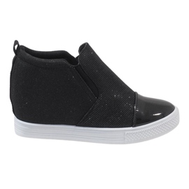 Sorte sneakers på kilen DD410-4