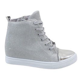 Sølv sneakers på kilen DD385-2 grå