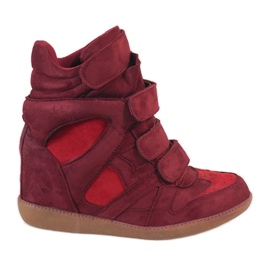 Burgundy wedge sneakers H6601-45 rød
