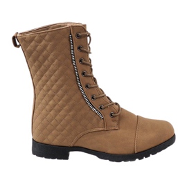 Beige quiltede støvler B01