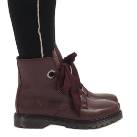 Kayla Shoes Burgundy snørestøvler PF276 rød